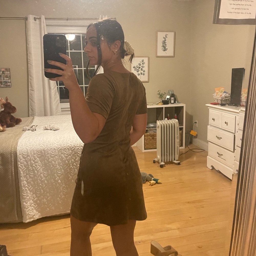 LOVEMARKS | Suede Like Fall Dress Short Sleeve
